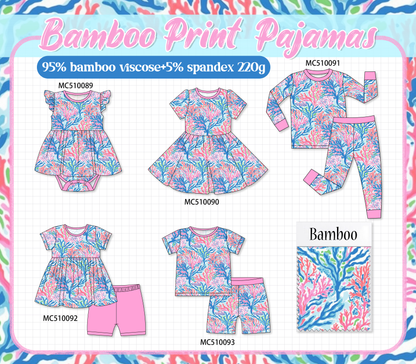 PO69 Pink bamboo print pajama collection