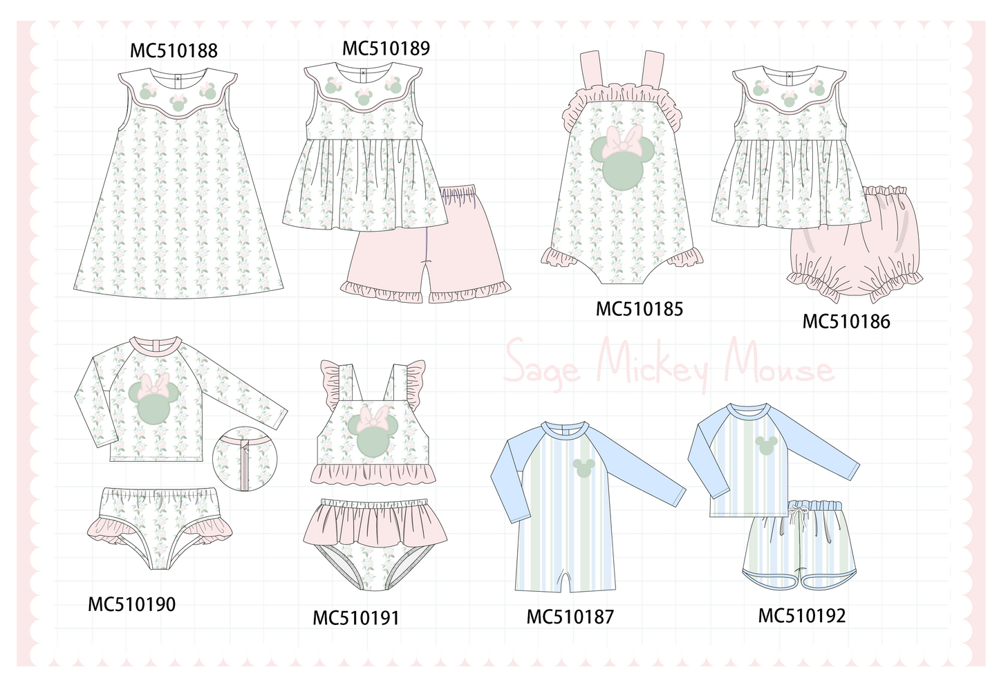 *PreOrder* Pink character applique floral ruffle collection