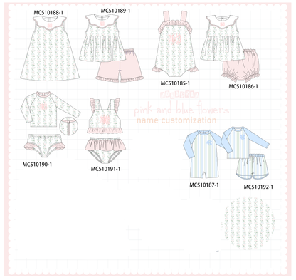 *Pre-Order* Pink monogram embroidery floral ruffle collection