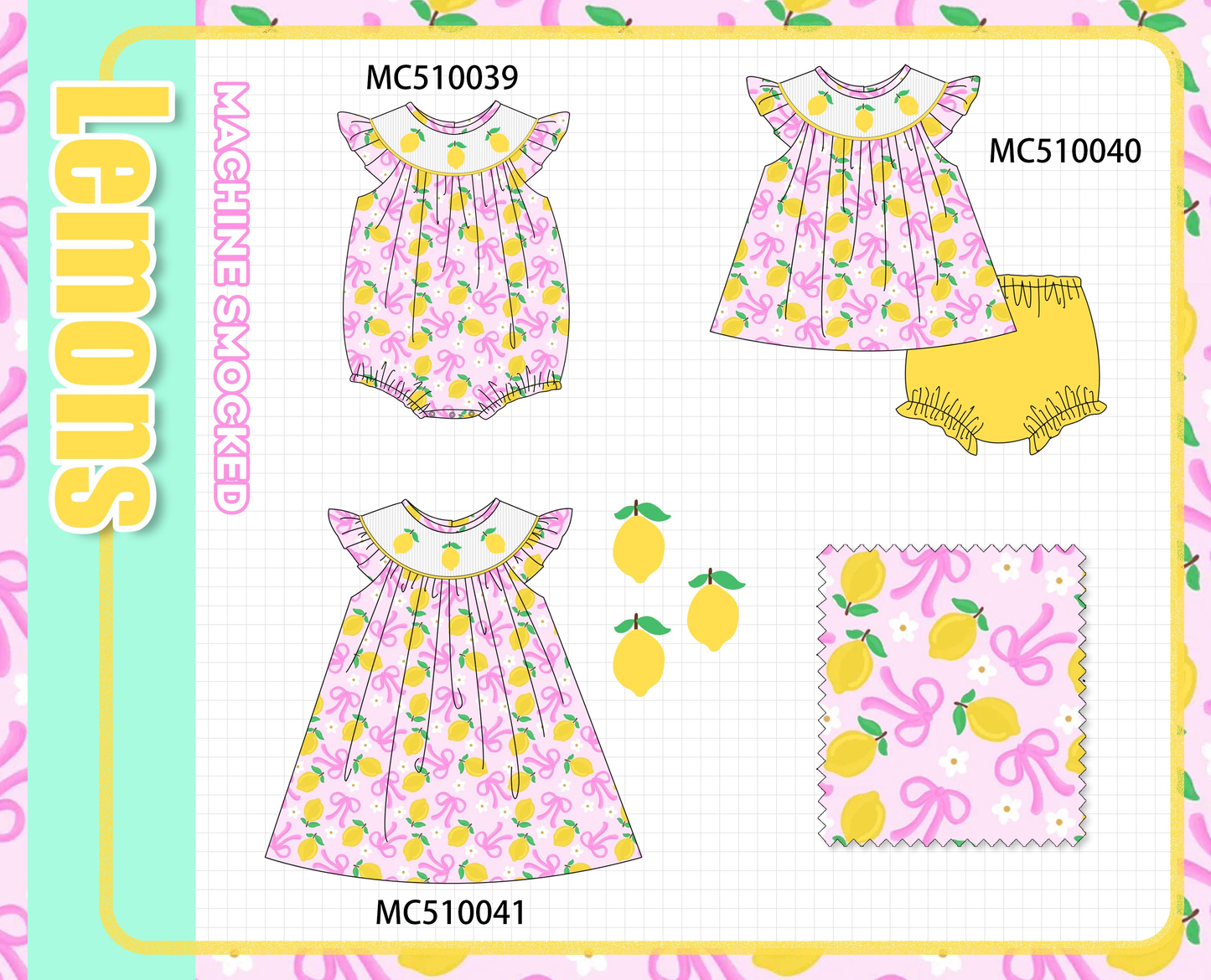PO69 Purple bow lemon smocked collection