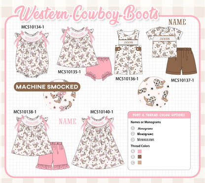 PO69 Western cowboy boots monogram smocked collection