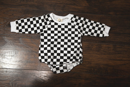 Fall Moment | Checkered Romper (Black)