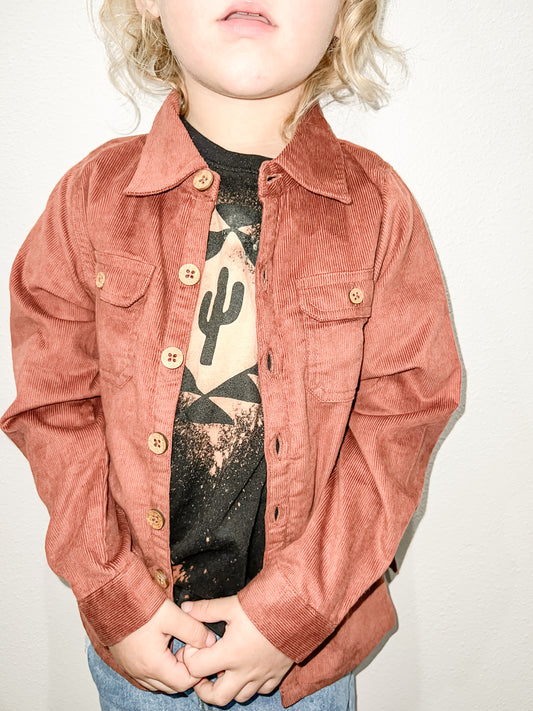 Corduroy Button Shirt - Rust