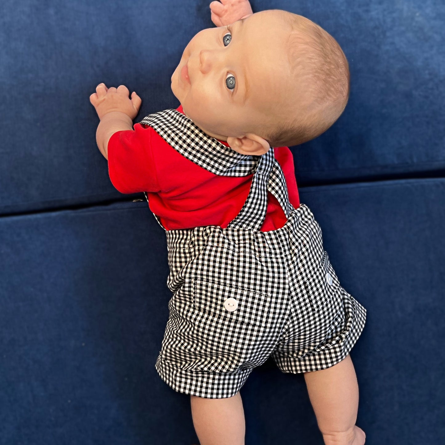 Gingham Shortalls - Black and White