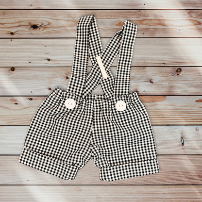 Gingham Shortalls - Black and White