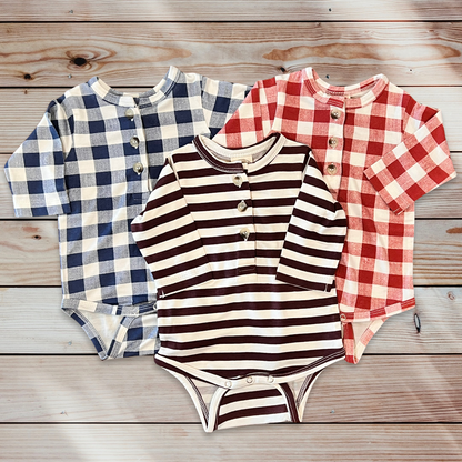 Long Sleeve Henley Bodysuit in Mahogany