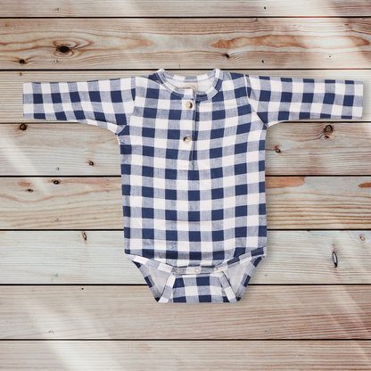 Long Sleeve Henley Bodysuit in Insignia